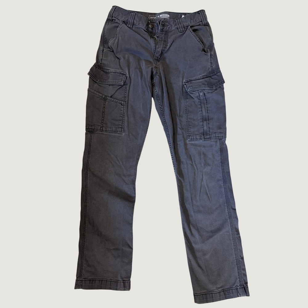Carhartt Rugged Flex Relaxed Fit Canvas Cargo Work Pants Grey 30x32 BN3574-M